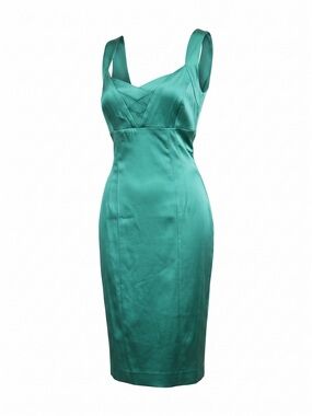 Calvin Klein Teal Satin Sleeveless Sheath Dress